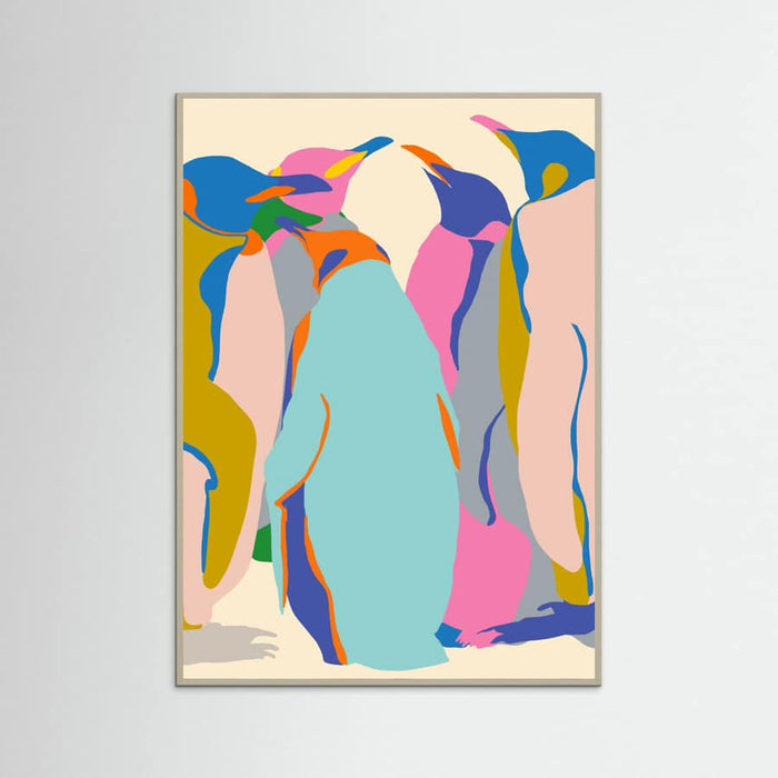 Grey Wood In It Together Penguins Poster
