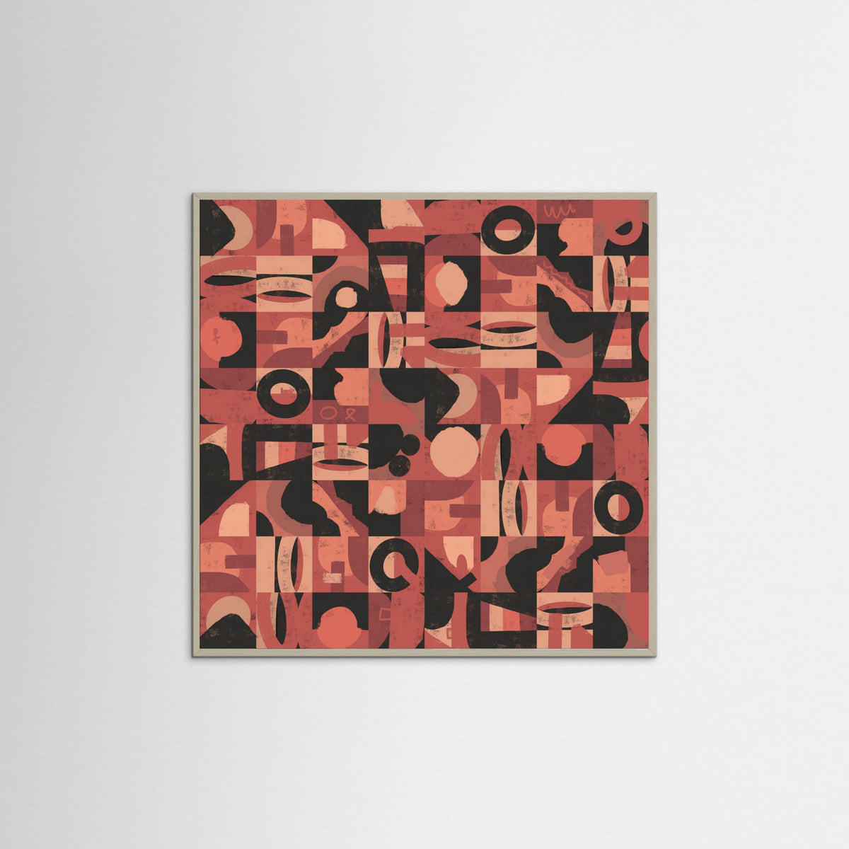 Grey Wood Mid Century Grid Pattern Nine Poster