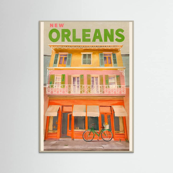 Grey Wood New Orleans Louisiana Vintage Travel Poster