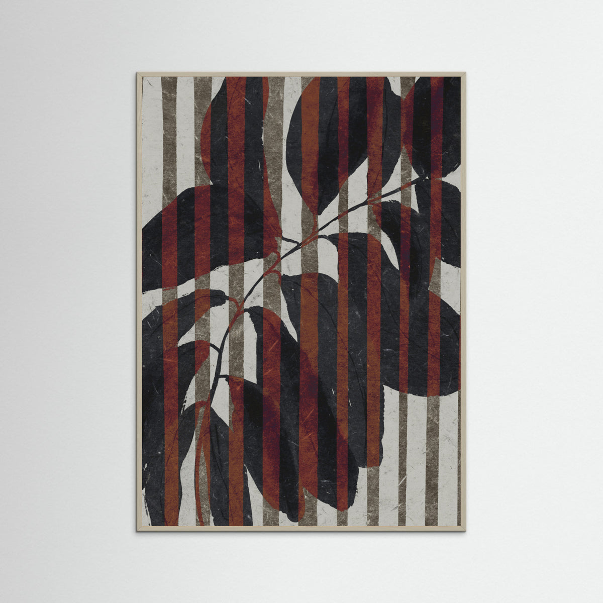 Grey Wood Plant And Stripes Poster