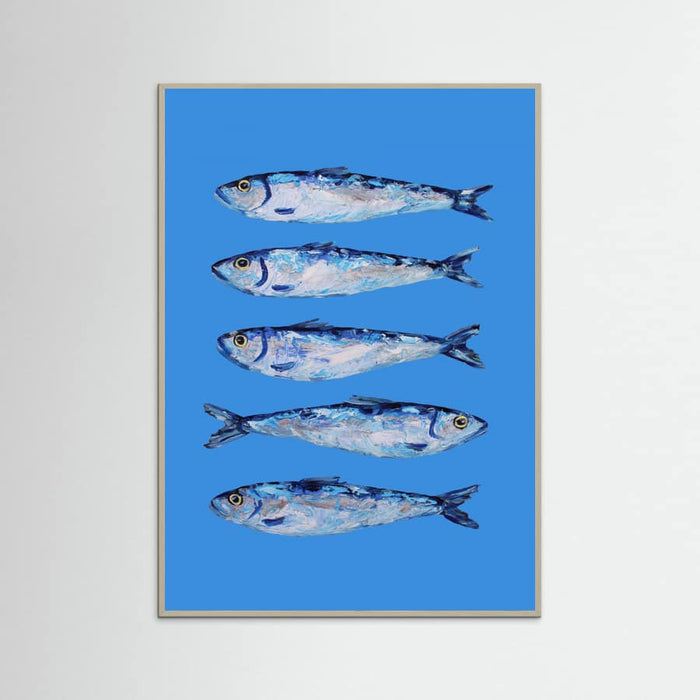 Sardines on Blue Poster – Poster und Kunstdruck