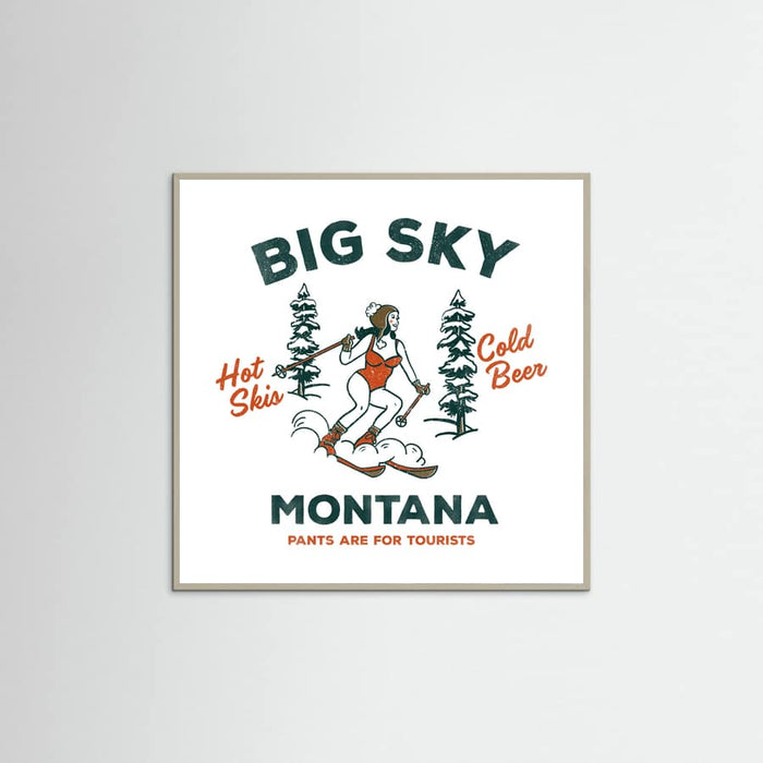 Grey Wood Ski Big Sky Montana: Pants Are For Tourists Poster