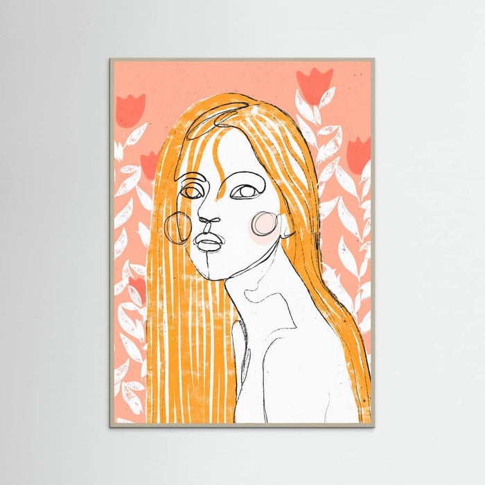 The Tulip Girl (Peach) -juliste – juliste ja taidepainatus