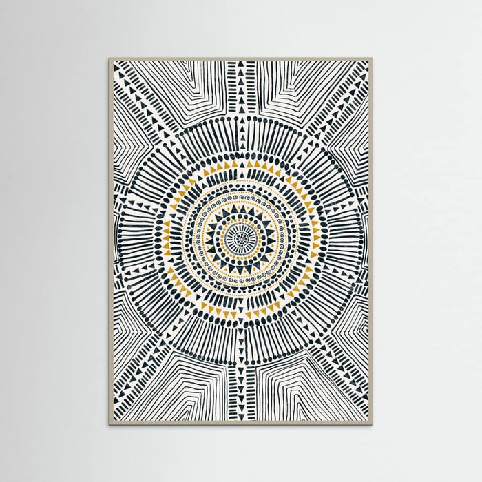 Grey Wood Tribal Sun Poster