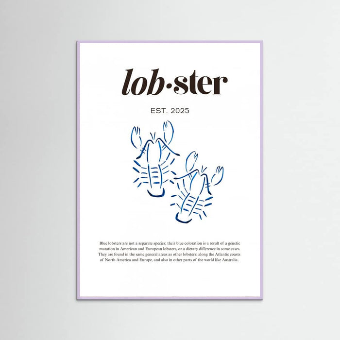 Póster Blue Lobster Poster | Minimalist Coastal Art with Seafood Illustration – póster e impresión artística