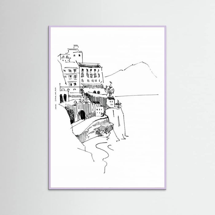 Italian Landscape Art, Amalfi Coast Small Towns By The Sea Poster – Poster und Kunstdruck