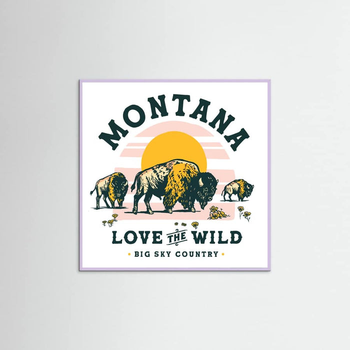 Lilac Wood Montana Buffalo Art: Love The Wild Poster