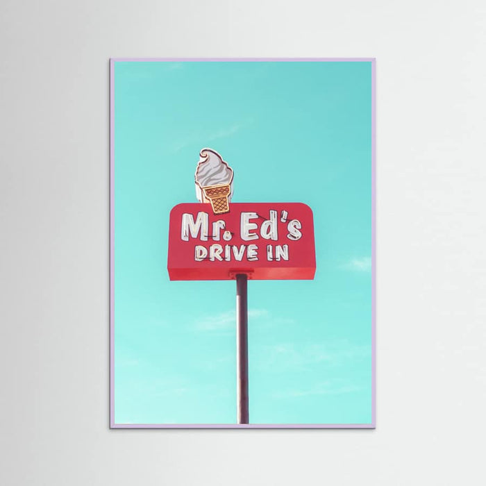 Lilac Wood Mr. Ed's Drive In Vintage Sign in Urbana, Missouri, USA Poster