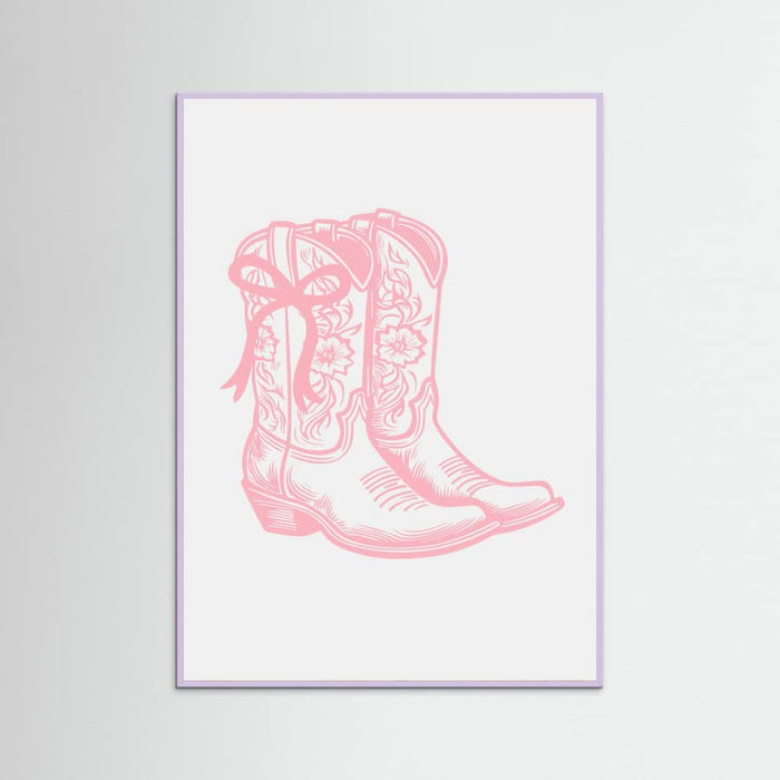Pink Cowgirl Boots with Bow Poster – plakat og kunsttryk