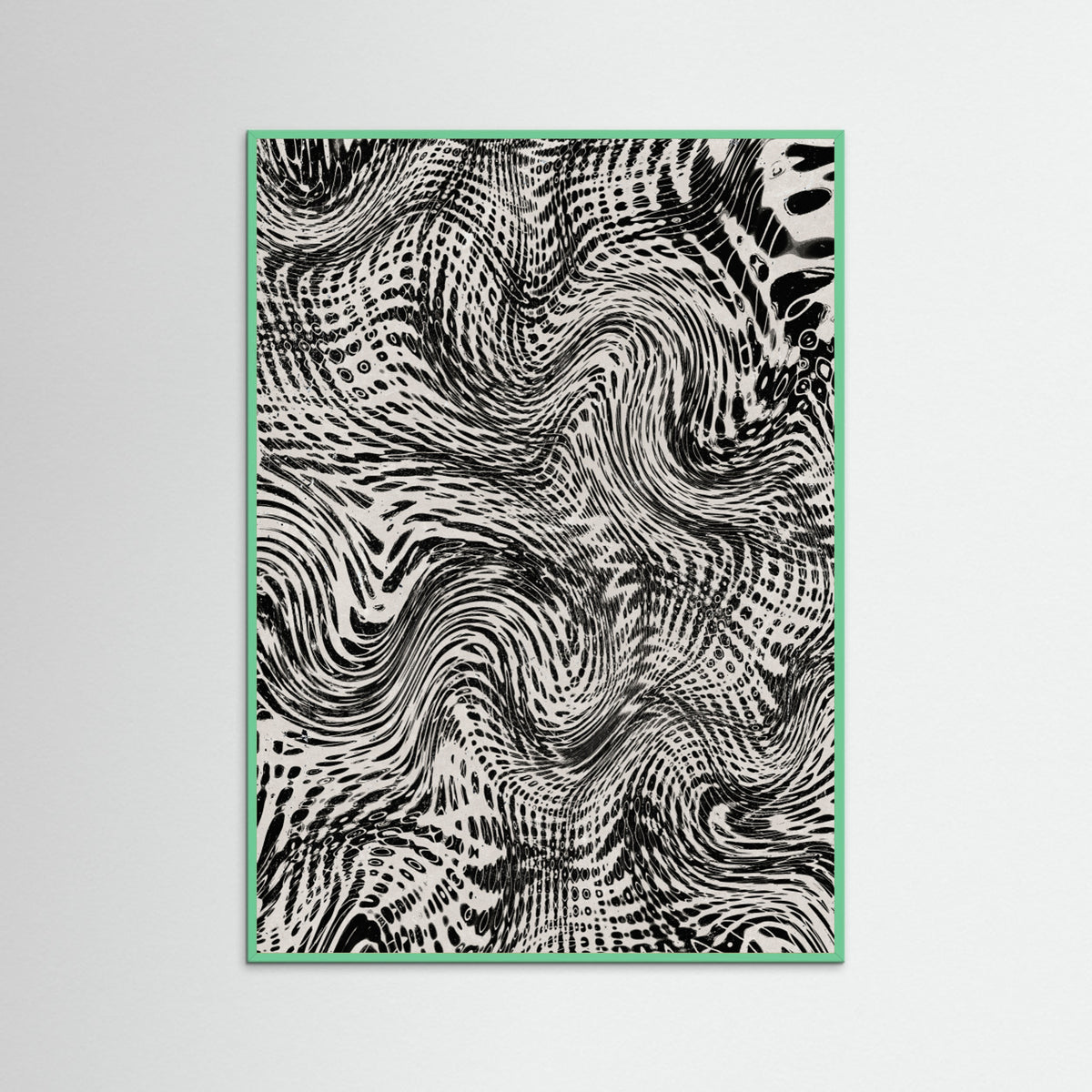 Mint Wood Black And White Net Pattern Poster