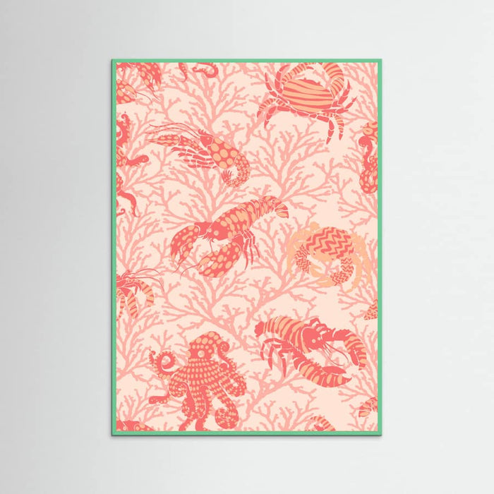 Coral and Lobster peachy fuzz pattern Poster – poster and art print