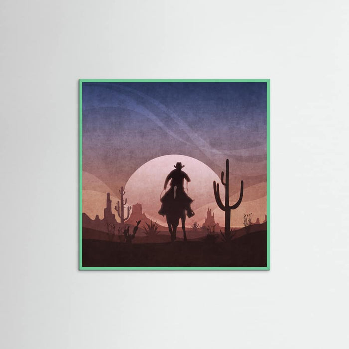 Mint Wood Cowboy Sunset Poster
