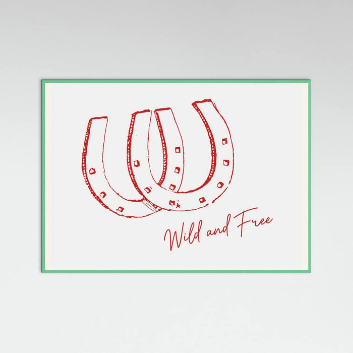 Horseshoe Wild and Free Red Poster – Poster und Kunstdruck