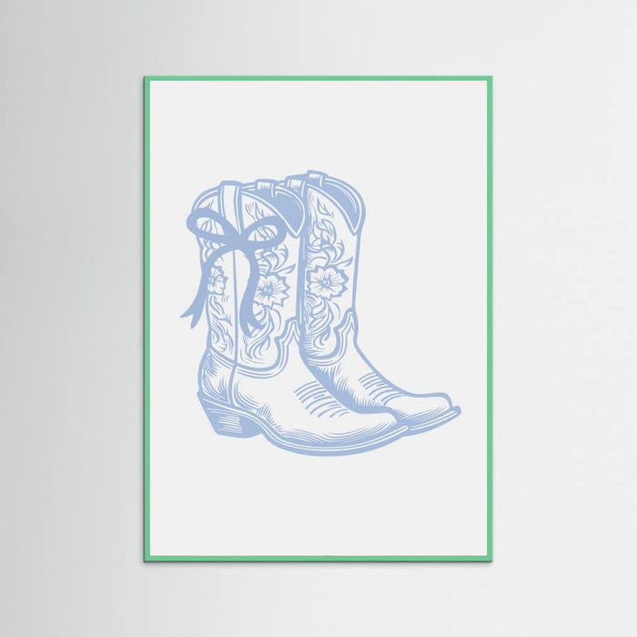 Light Blue Cowgirl Boots with Bow Poster – plakat og kunsttryk