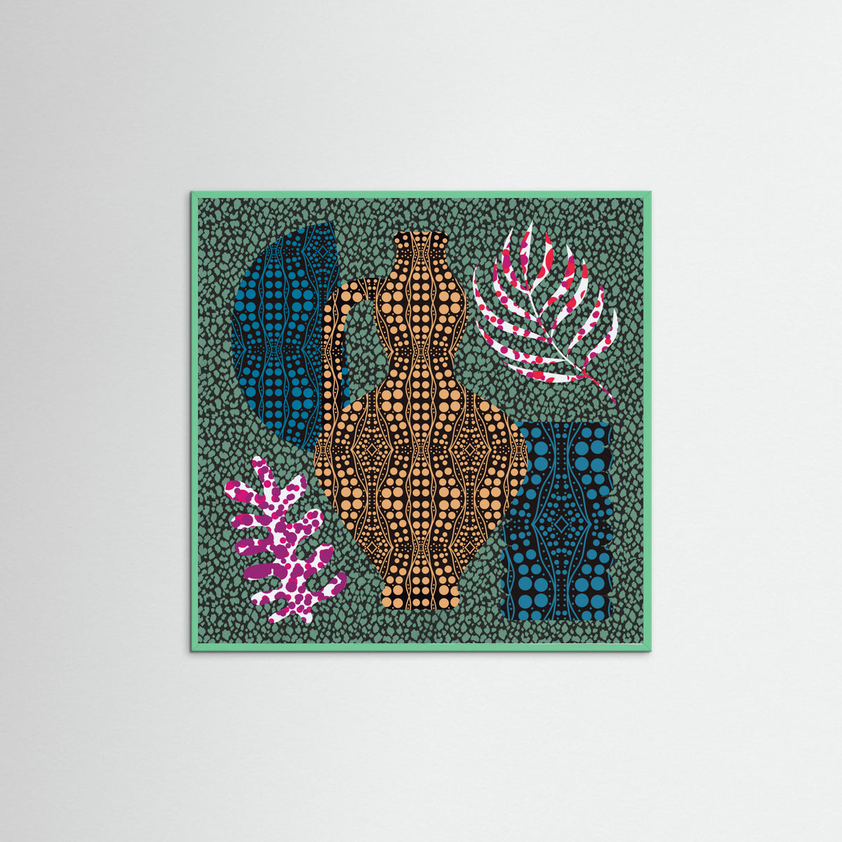 Mint Wood Mosaic Bohemian Composition Poster