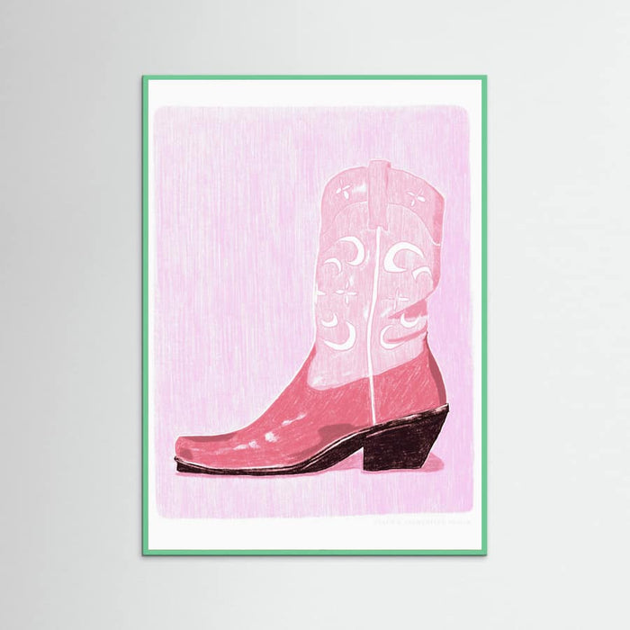 Mint Wood P&c Cowgirlboot Poster