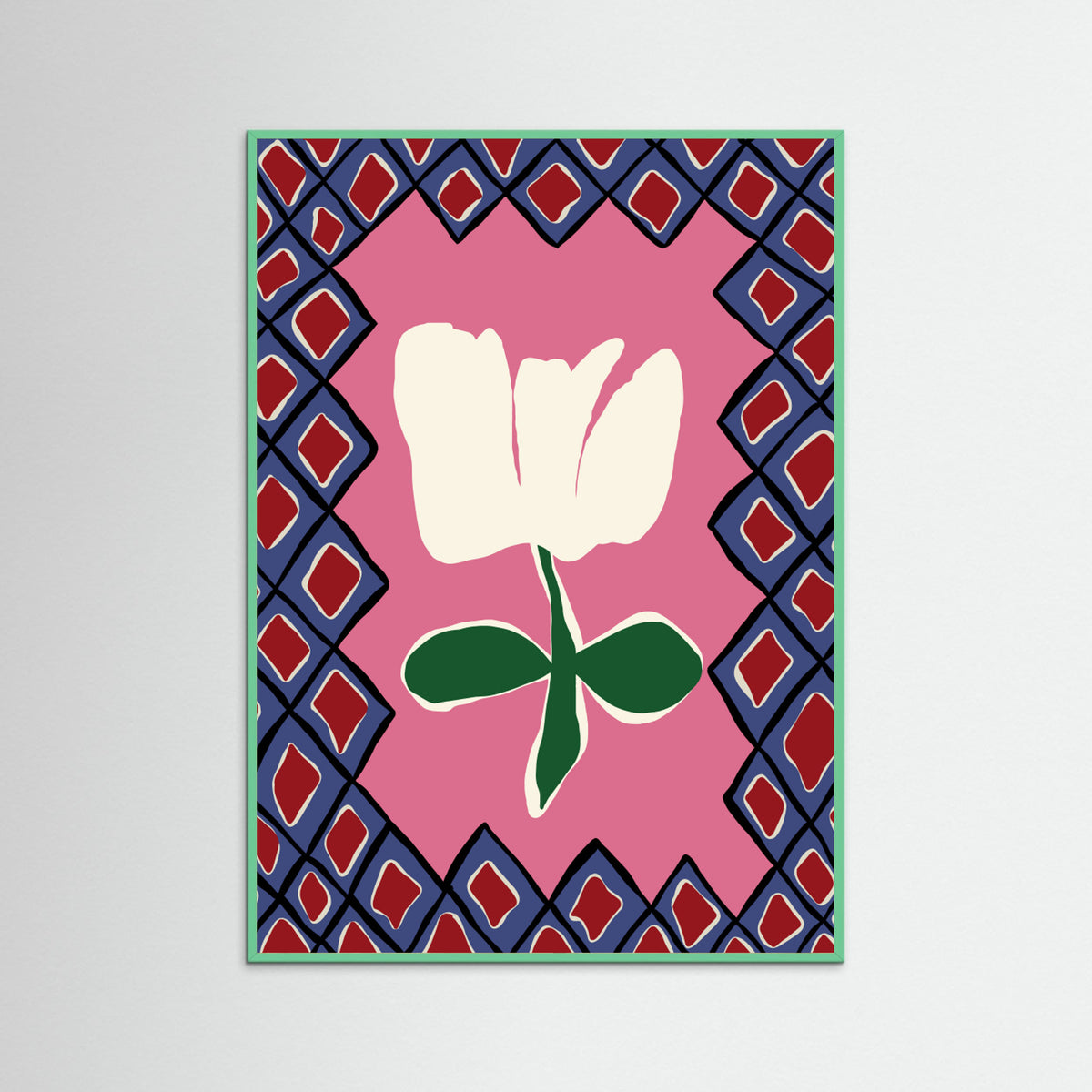Mint Wood Petal plaid playtime I Poster