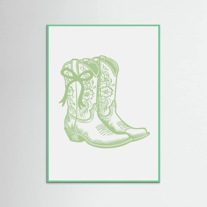 Sage Green Cowgirl Boots with Bow Poster – Poster und Kunstdruck