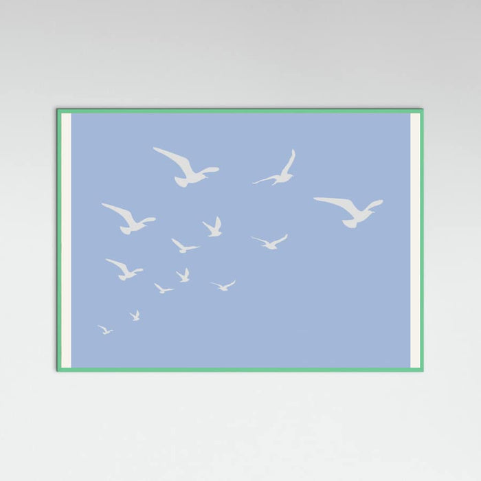 Póster Seagulls Blue Background – póster e impresión artística