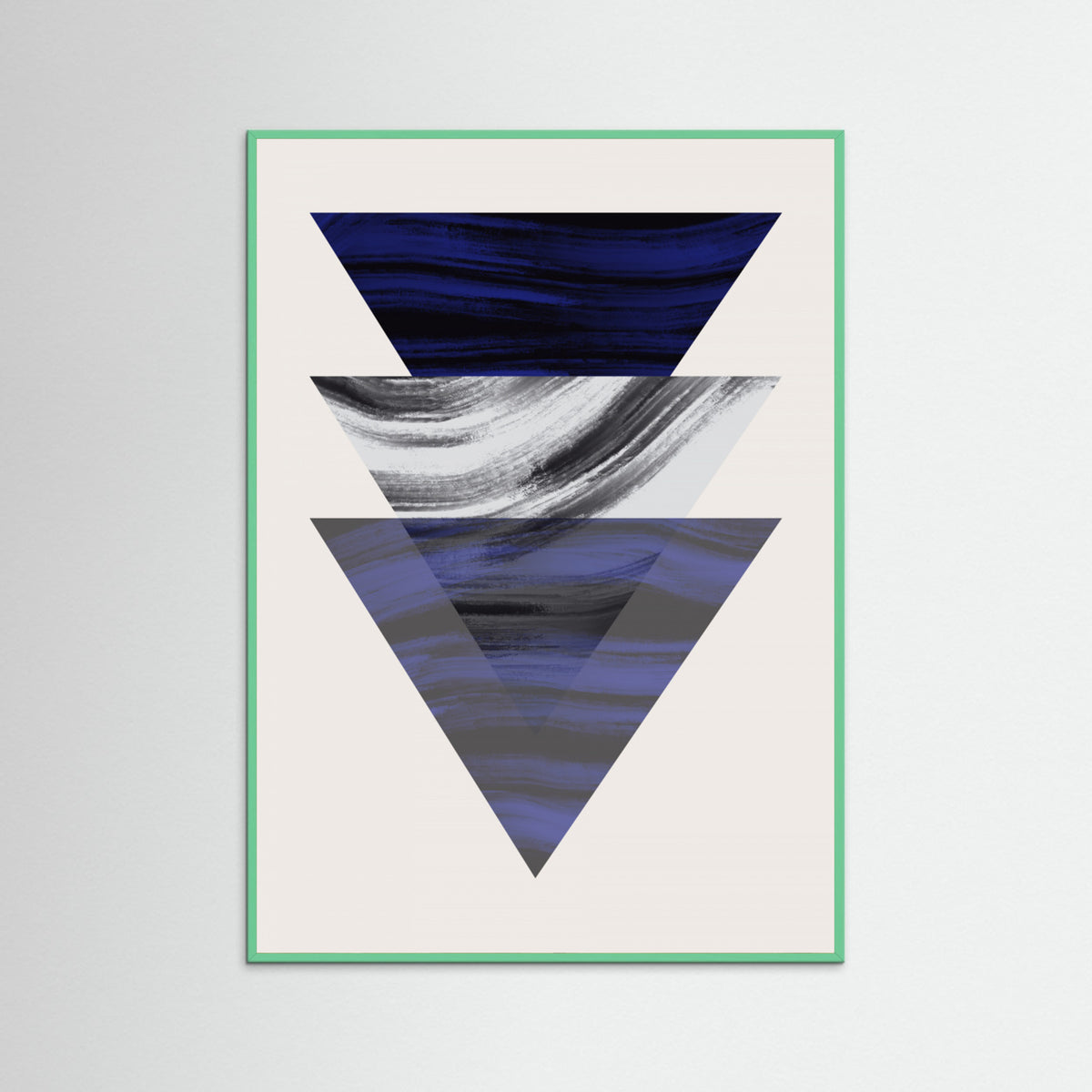 Mint Wood Three Triangular Geometric Poster