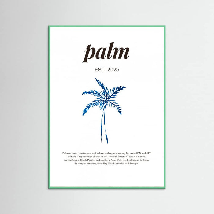 Tropical Palm Tree Poster | Aesthetic Blue Decor with Modern Coastal Style – plakat og kunsttryk