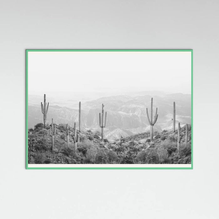 Mint Wood Western Cactus Poster