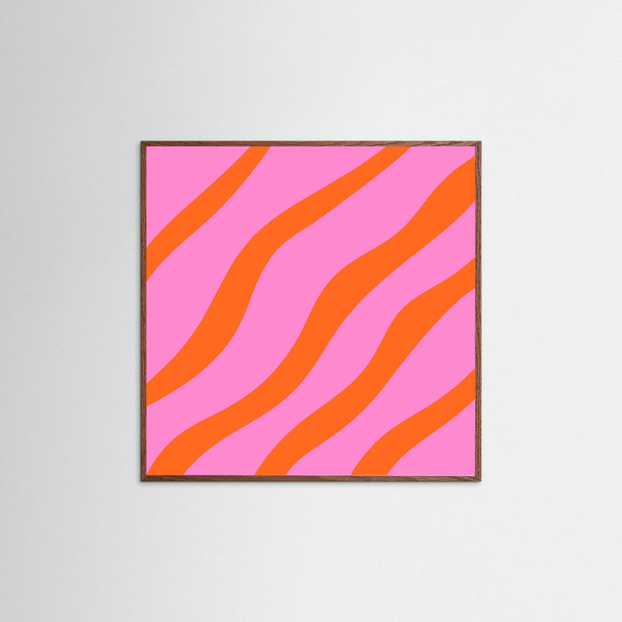 Oak Dark Abstract Lines Orange and Pink Poster