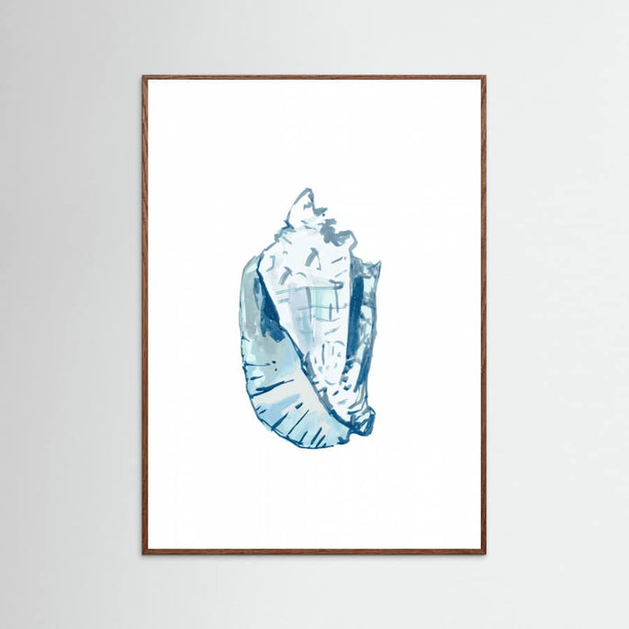 Blue Seashell On White Background No6 Poster – plakat og kunsttryk