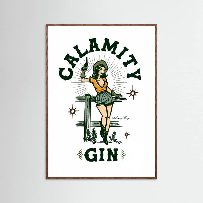 Oak Dark Calamity Gin Funny Retro Western Cowgirl Art Poster