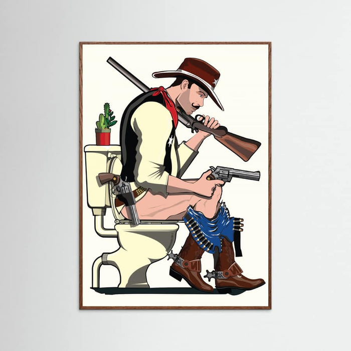 Oak Dark Cowboy On the Toilet Poster