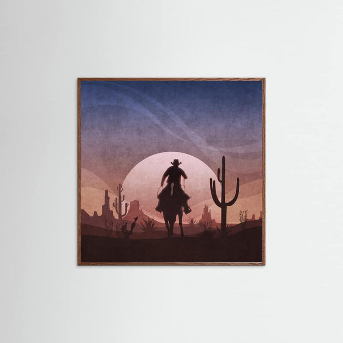 Oak Dark Cowboy Sunset Poster