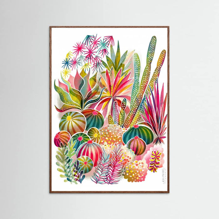 Oak Dark Flowering Succulent and Cacti Garden Poster