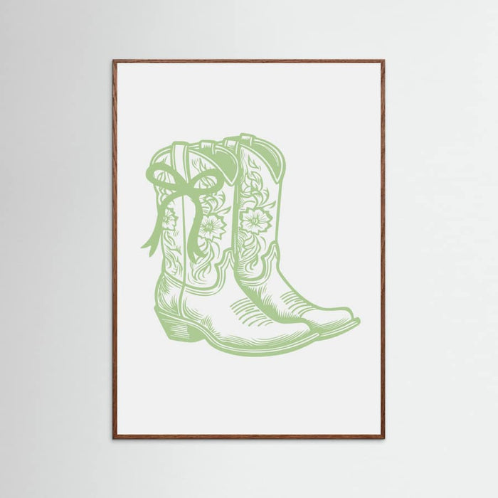 Sage Green Cowgirl Boots with Bow Poster – Poster und Kunstdruck