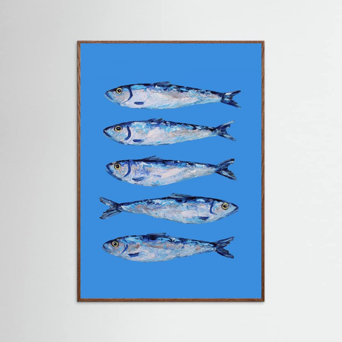 Sardines on Blue Poster – Poster und Kunstdruck