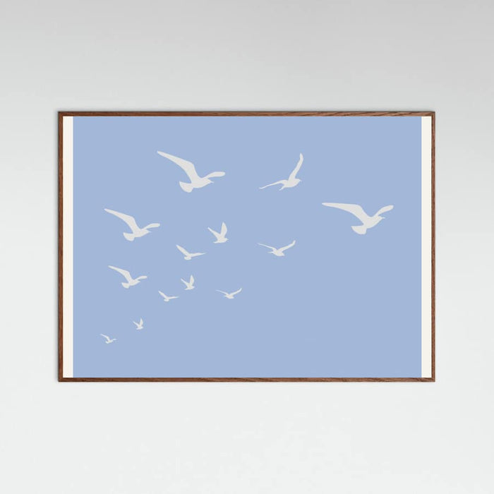 Póster Seagulls Blue Background – póster e impresión artística