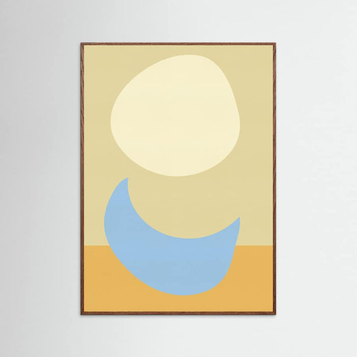 Oak Dark Stacked Ovals in Soft Yellow and Light Blue Poster