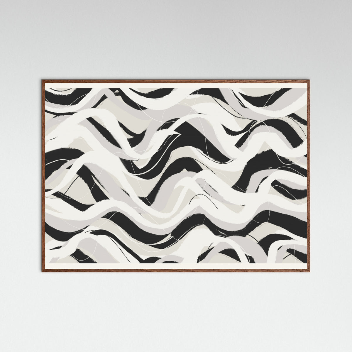 Oak Dark White Black Waves Pattern Square Poster