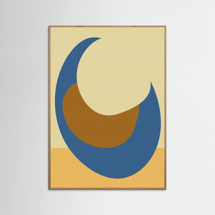 Oak Nature Abstract shapes in blue, terra and butter yellow Poster