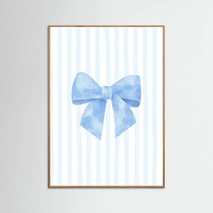 Blue Bow On Stripes Poster – poster och konsttryck