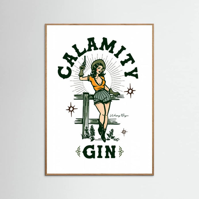 Oak Nature Calamity Gin Funny Retro Western Cowgirl Art Poster