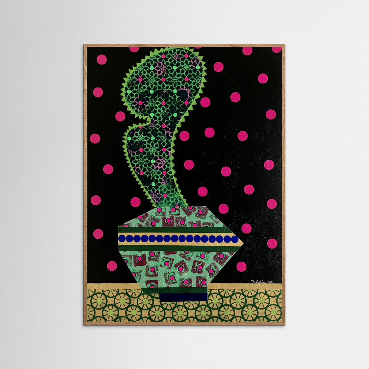 Oak Nature Dark Night Cactus Poster