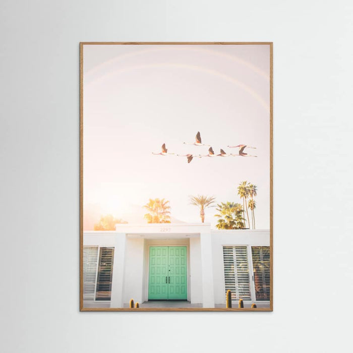 Flamingos In Palm Springs Poster – poster och konsttryck