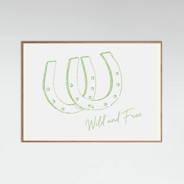Horseshoe Wild and Free Sage Green Poster – plakat og kunsttryk