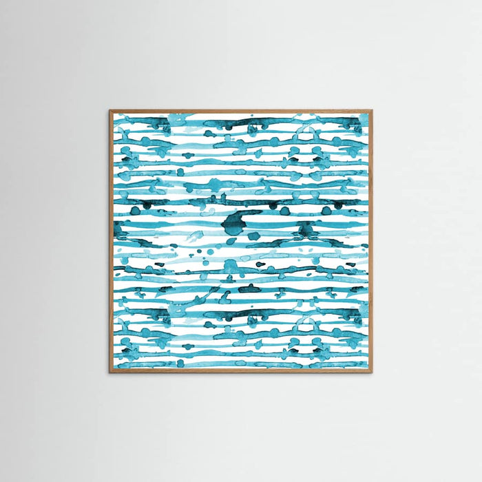 Póster Indigo Teal Line Splatter Watercolor – póster e impresión artística