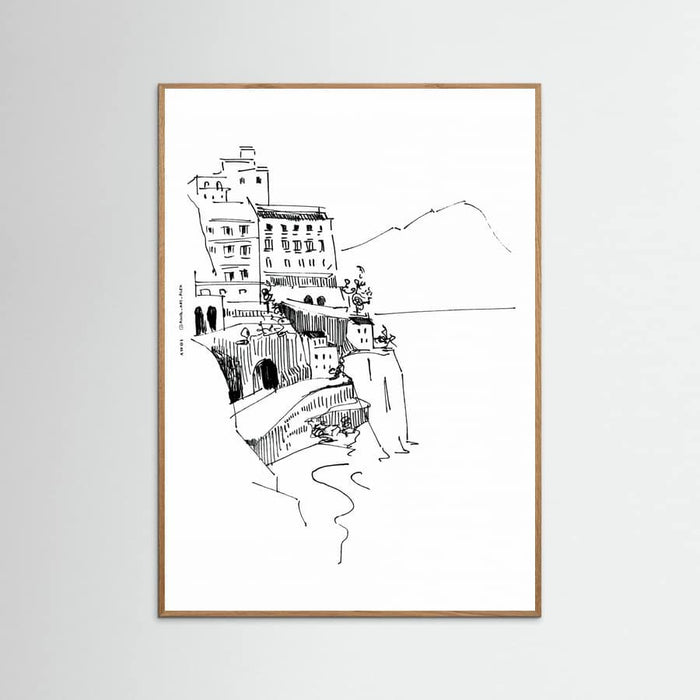 Italian Landscape Art, Amalfi Coast Small Towns By The Sea Poster – Poster und Kunstdruck