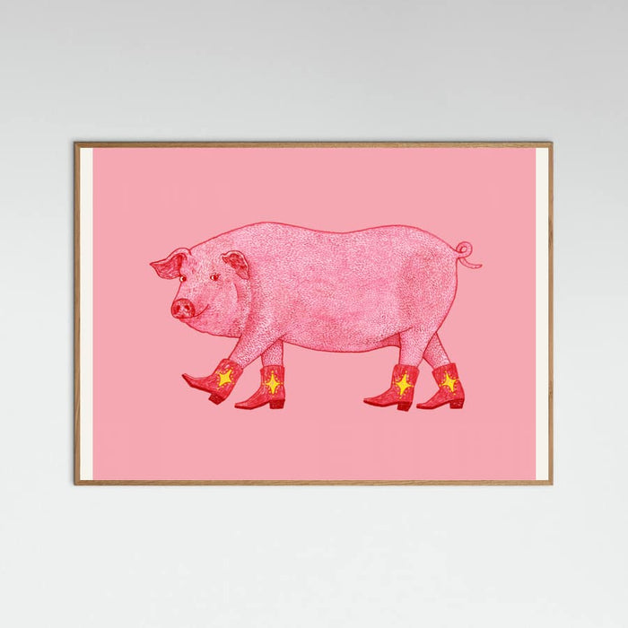 Oak Nature Marjorie the Cowgirl Pig Poster
