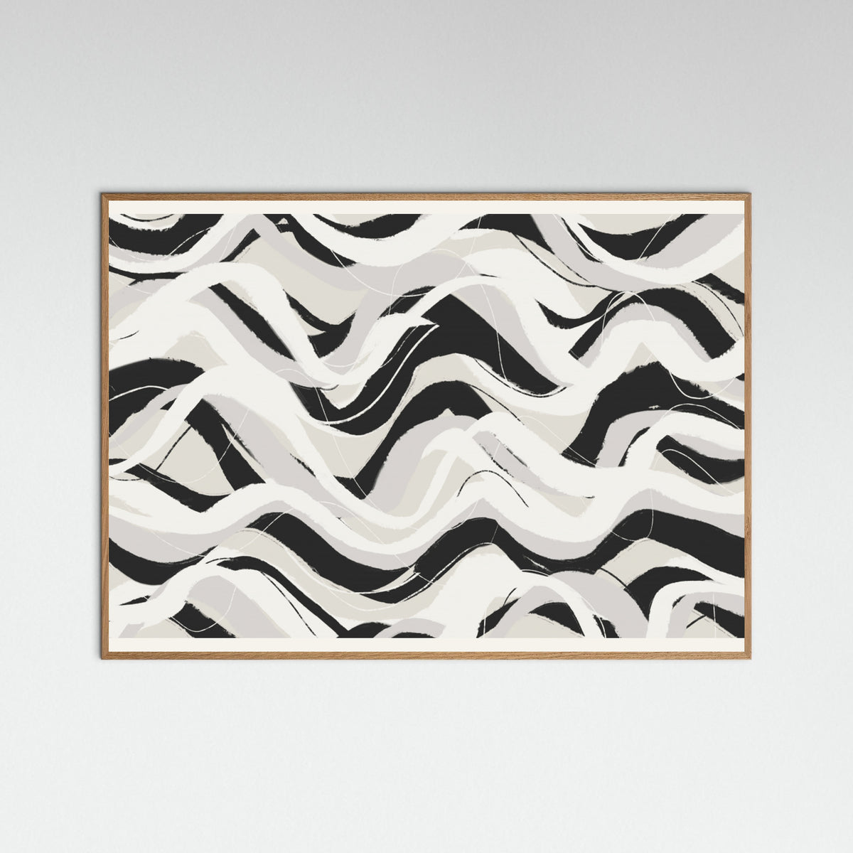 Oak Nature White Black Waves Pattern Square Poster