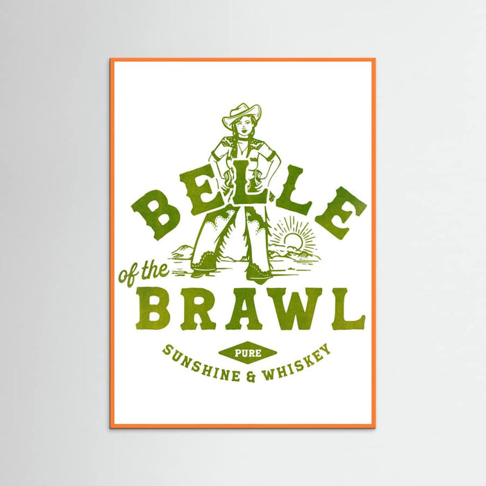 Orange Wood Belle Of The Brawl Cowgirl Wall Art Poster