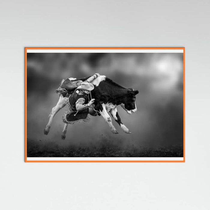 Orange Wood Bucking Calf Ride Poster
