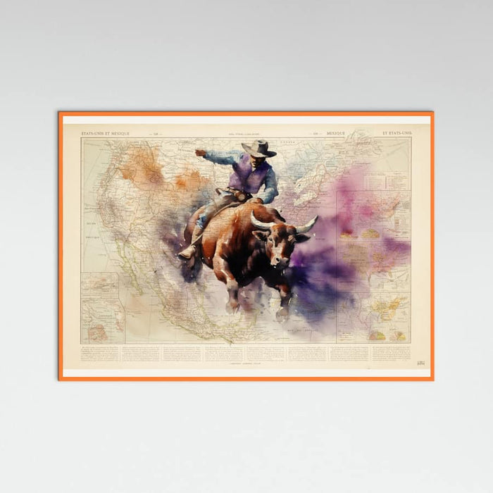 Orange Wood Bull Rider Poster
